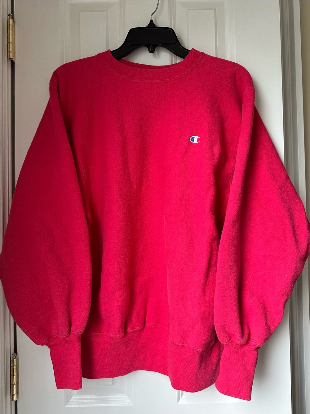 Champion Crewneck Sweatshirt in Dark Pink Size Large Unisex